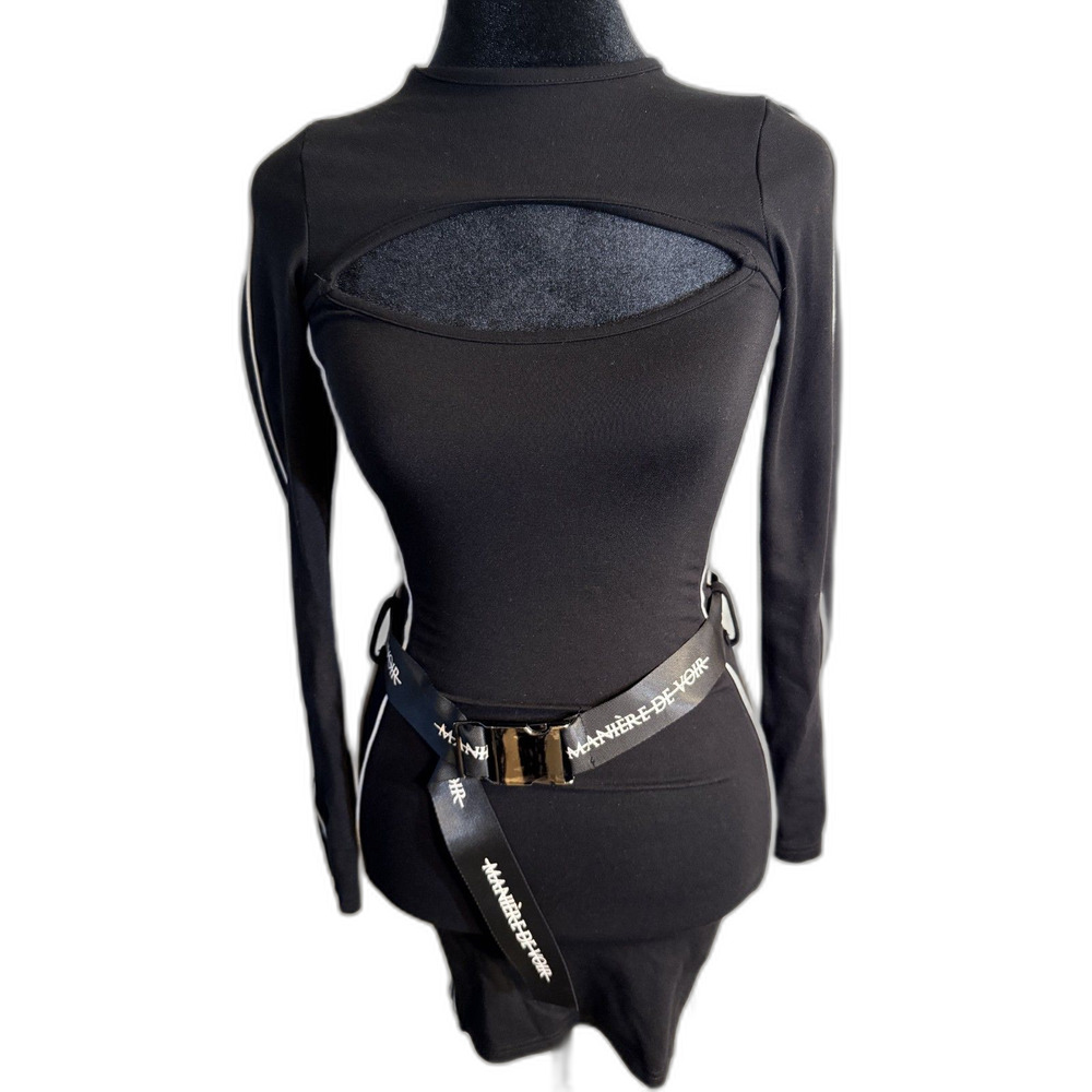 Manière De Voir Black Cutout Mini Dress — Long Sleeve, Size XS